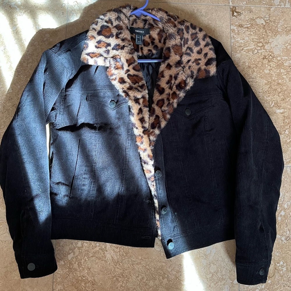 Corduroy cheetah print jacket
